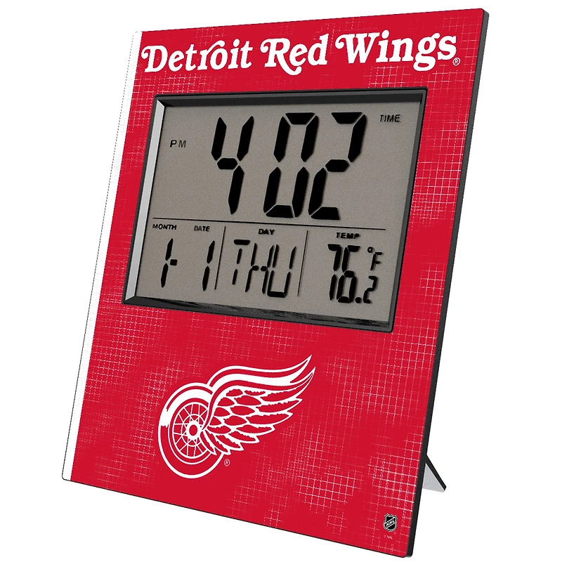 Keyscaper Detroit Red Wings Cross Hatch Digital Desk Clock