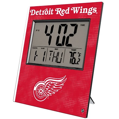 Keyscaper Detroit Red Wings Cross Hatch Digital Desk Clock