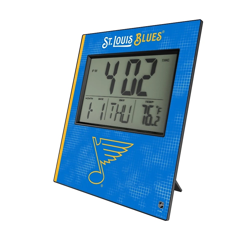 Keyscaper St. Louis Blues Cross Hatch Digital Desk Clock