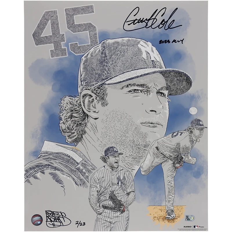Gerrit Cole New York Yankees Autographed 16" x 20" Photo Print with "2023 AL Cy Young" Inscription - Art and Signed by Maz Adams - Limited Edition of 23