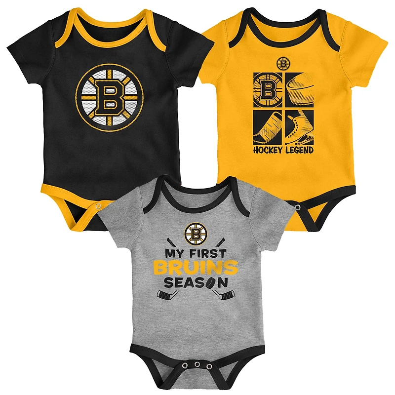 Newborn & Infant Boston Bruins Legend Three-Piece Bodysuit Set
