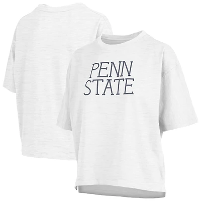 Women's Pressbox White Penn State Nittany Lions Motley Crew Chain Stitch Slub Waist Length Boxy T-Shirt