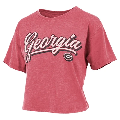 Women's Pressbox Red Georgia Bulldogs Team Script Harlow Vintage Waist Length T-Shirt
