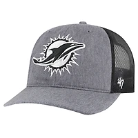 Men's '47 Heather Charcoal Miami Dolphins Carbon Trucker Adjustable Hat