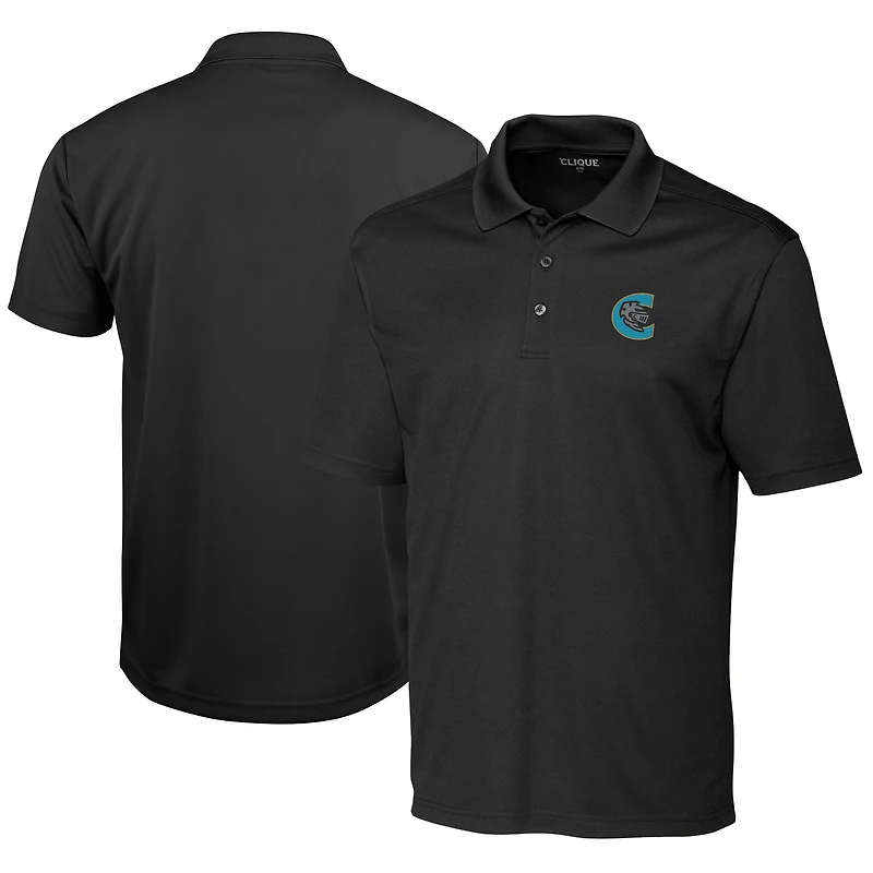 Men's Cutter & Buck Black Charlotte Knights Clique Spin Eco Performance Pique Polo