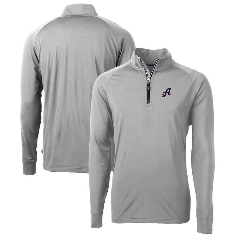 Men's Cutter & Buck  Gray Reno Aces Adapt Eco Knit Stretch Recycled Quarter-Zip Pullover