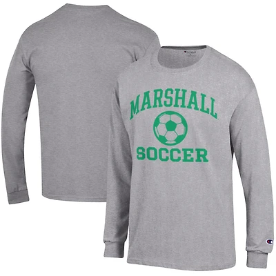 Men's Champion Heather Gray Marshall Thundering Herd Soccer Icon Long Sleeve T-Shirt