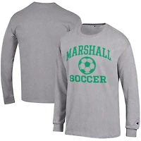 Men's Champion Heather Gray Marshall Thundering Herd Soccer Icon Long Sleeve T-Shirt