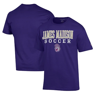 Men's Champion Purple James Madison Dukes Soccer Stack Logo Powerblend T-Shirt