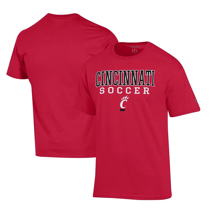 Men's Champion Red Cincinnati Bearcats Soccer Stack Logo Powerblend T-Shirt