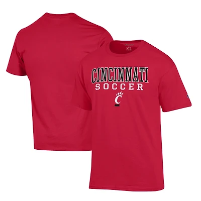 Men's Champion Red Cincinnati Bearcats Soccer Stack Logo Powerblend T-Shirt