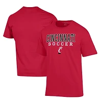 Men's Champion Red Cincinnati Bearcats Soccer Stack Logo Powerblend T-Shirt