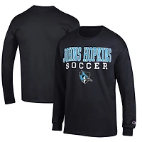 Men's Champion Black Johns Hopkins Blue Jays Soccer Stacked Logo Long Sleeve T-Shirt