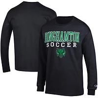 Men's Champion Black Binghamton Bearcats Soccer Stacked Logo Long Sleeve T-Shirt