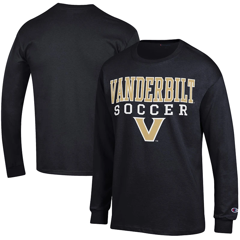 Men's Champion Black Vanderbilt Commodores Soccer Stacked Logo Long Sleeve T-Shirt