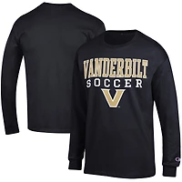 Men's Champion Black Vanderbilt Commodores Soccer Stacked Logo Long Sleeve T-Shirt