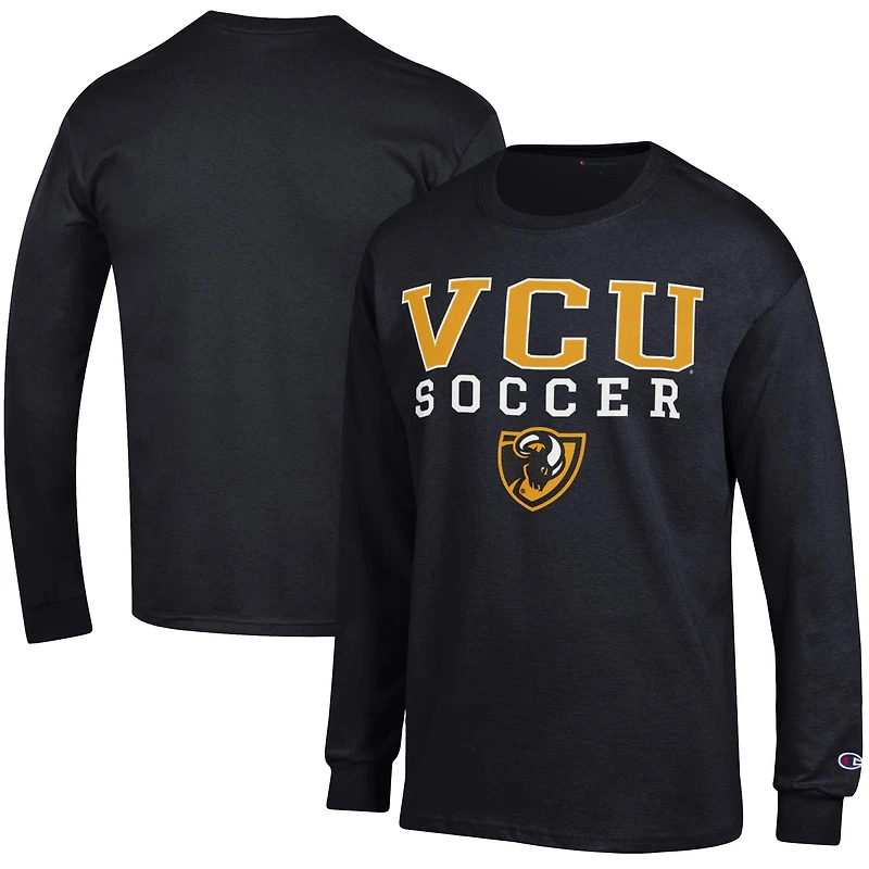 Men's Champion Black VCU Rams Soccer Stacked Logo Long Sleeve T-Shirt