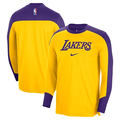 Men's Nike Gold Los Angeles Lakers 2024/25 Authentic Pre-Game Legend Long Sleeve Shooting Shirt
