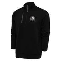 Men's Antigua Black Philadelphia 76ers Metallic Logo Generation Quarter-Zip Pullover Top