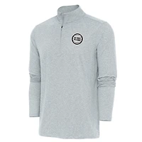 Men's Antigua Heather Gray Detroit Pistons Metallic Logo Hunk Quarter-Zip Pullover