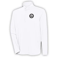 Men's Antigua White Philadelphia 76ers Metallic Logo Hunk Quarter-Zip Pullover