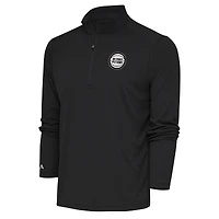 Men's Antigua Charcoal Detroit Pistons Metallic Logo Tribute Quarter-Zip Pullover