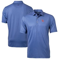 Men's Cutter & Buck Navy Louisville Bats Pike Banner Print Stretch Polo
