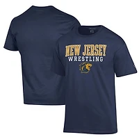 Men's Champion Navy College of New Jersey Lions Wrestling Stack Logo T-Shirt