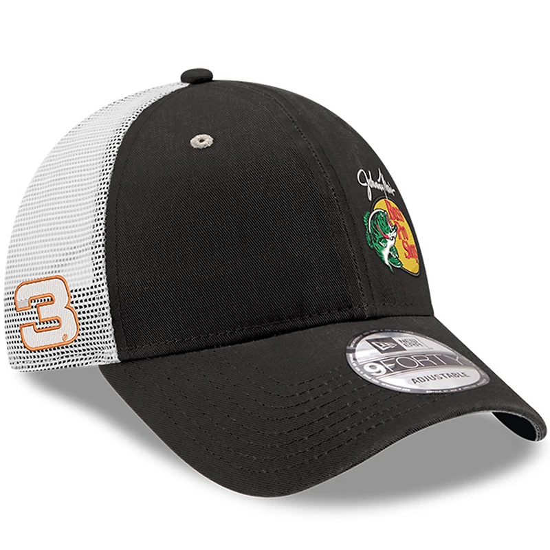 Men's New Era  Black/White Austin Dillon Bass Pro Shops 9FORTY Trucker Adjustable Hat