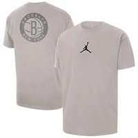 Men's Jordan Brand Stone Brooklyn Nets Statement Edition Jumpman Flight Heavyweight T-Shirt