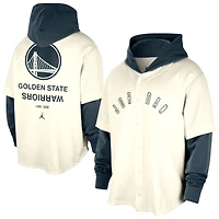 Men's Jordan Brand Cream/Navy Golden State Warriors Courtside Statement Edition MVP Jersey Pullover Hoodie