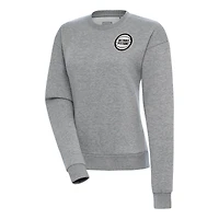 Women's Antigua  Heather Gray Detroit Pistons Metallic Logo Victory Pullover Sweatshirt