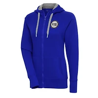 Women's Antigua  Royal Detroit Pistons Metallic Logo Victory Full-Zip Hoodie