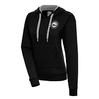 Women's Antigua  Black Philadelphia 76ers Metallic Logo Victory Pullover Hoodie