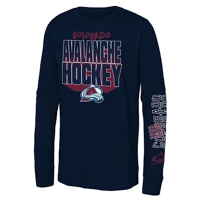 Youth Navy Colorado Avalanche Standout Long Sleeve T-Shirt
