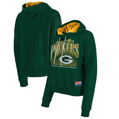 Women's New Era Green Green Bay Packers Boxy Pullover Hoodie