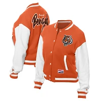 Women's New Era Orange Cincinnati Bengals  Fleece Full-Snap Jacket