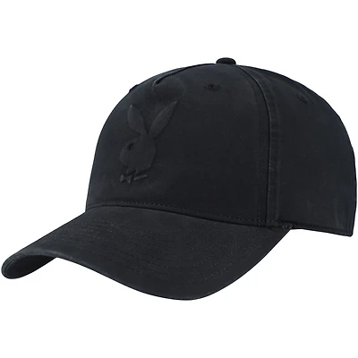 Unisex Black Playboy Embossed Logo Adjustable Hat