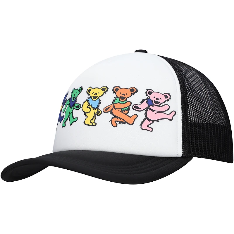 Unisex White/Black The Grateful Dead Dancing Bears Foam Trucker Adjustable Hat