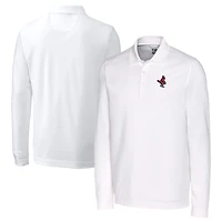 Men's Cutter & Buck  White Memphis Redbirds Advantage Tri-Blend Pique Big & Tall Long Sleeve Polo