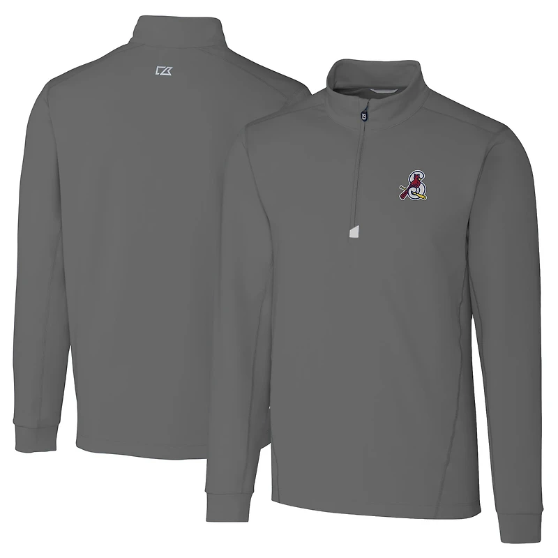 Men's Cutter & Buck  Gray Springfield Cardinals Big & Tall Traverse Stretch Quarter-Zip Top