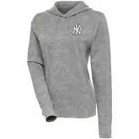 Women's Antigua  White New York Yankees Brushed Metallic Respite Pullover Hoodie