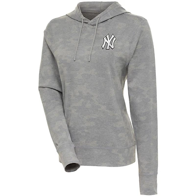Women's Antigua  White New York Yankees Brushed Metallic Respite Pullover Hoodie