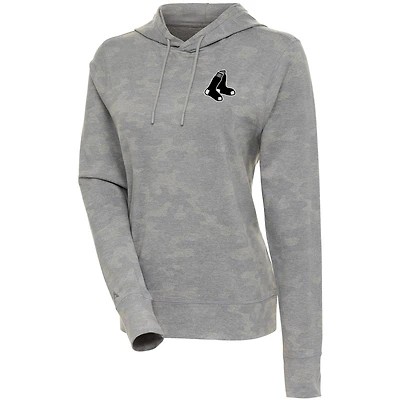 Women's Antigua  White Boston Red Sox Brushed Metallic Respite Pullover Hoodie