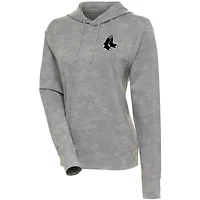 Women's Antigua  White Boston Red Sox Brushed Metallic Respite Pullover Hoodie