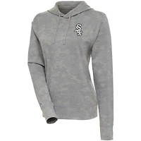 Women's Antigua  White Chicago White Sox Brushed Metallic Respite Pullover Hoodie