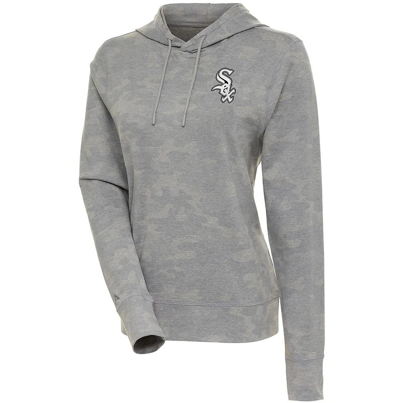Women's Antigua White Chicago White Sox Brushed Metallic Respite Pullover Hoodie