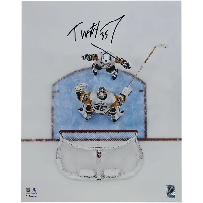 Tristan Jarry Pittsburgh Penguins Autographed 16" x 20" Goalie Goal Celebration Photograph