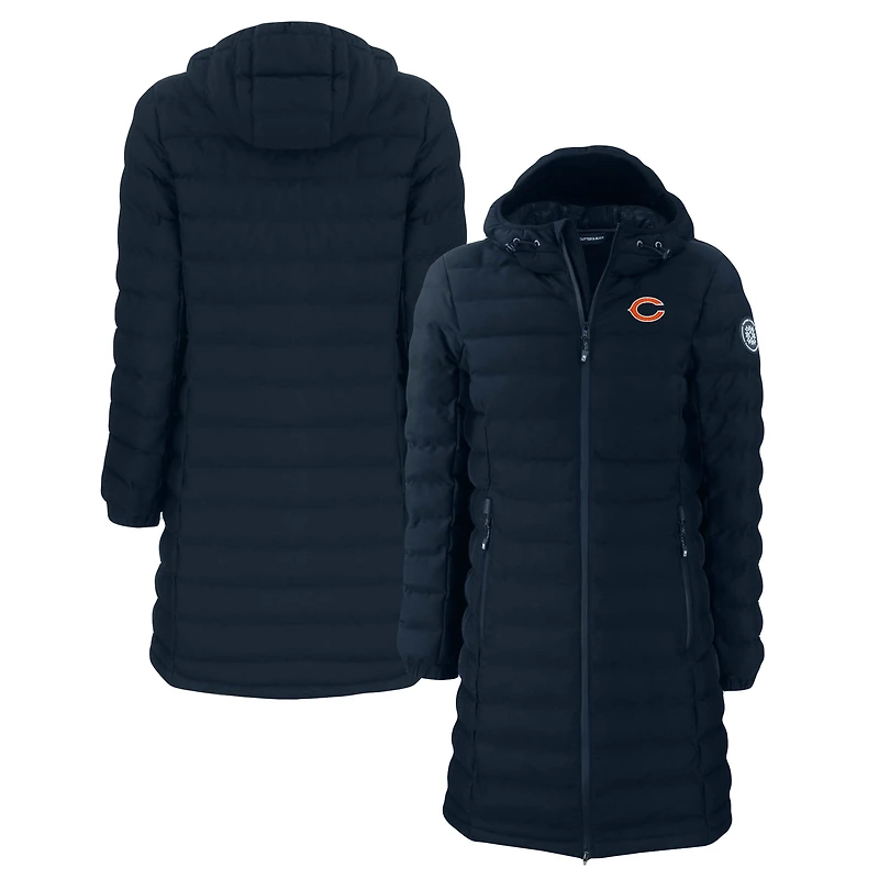 Women's Cutter & Buck Navy Chicago Bears Mission Ridge Repreve Eco Insulated Long Full-Zip Puffer Jacket