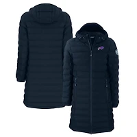 Women's Cutter & Buck  Navy Buffalo Bills Mission Ridge Repreve Eco Insulated Long Full-Zip Puffer Jacket